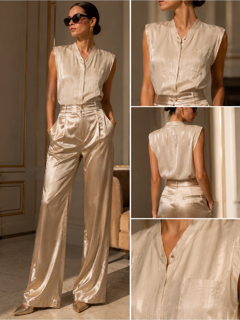 Golden Goose 100% Silk Sleeveless Top Champagne – NWT /made in Italy - Picture 1 of 13